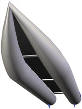 bottom view of paddleski kayak showing catamaran type bottom for stability