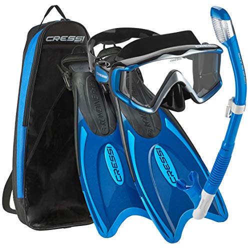 Cressi Palau SAF Set Mask Snorkel Fin Combo Blue 