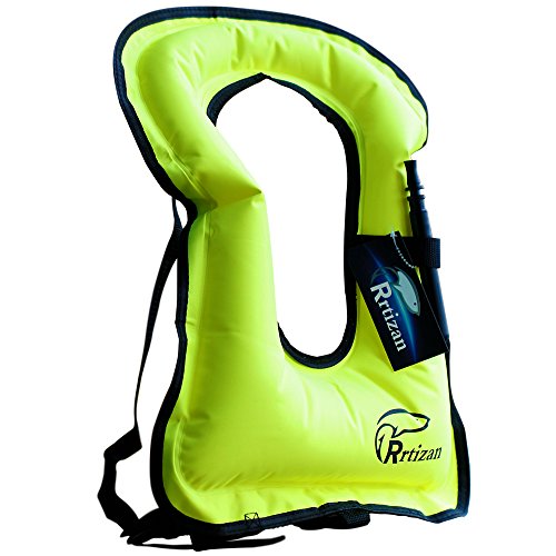 Rrtizan Adult Inflatable Snorkel Vest Portable Life Jacket for Swimming Safety