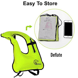 Rrtizan Adult Inflatable Snorkel Vest Portable Life Jacket for Swimming Safety