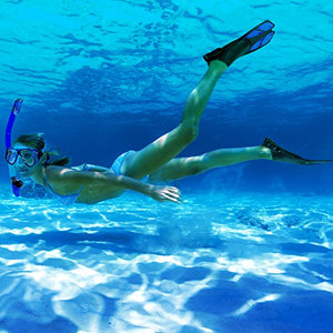 CAPAS Snorkel Fins, Snorkeling Fins Swim Fin Short Adjustable Diving Fins for Adult Men Womens Kids Scuba Diving Swimming Duck Feet Swim Travel Open Heel Flippers Snorkelling Fins (Blue, L/XL)