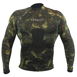 Wetsuit Shirt Spearfishing Green Camouflage Lycra Long Sleeve - 1.5mm (X-Large)
