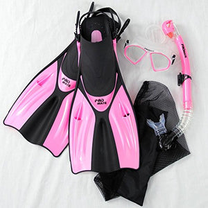 Promate Spectrum Snorkeling Fins Mask Snorkel Set, Pink, SM