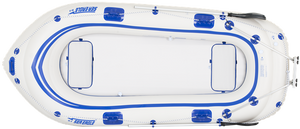 This blue and white raft is also a type of motormount boat